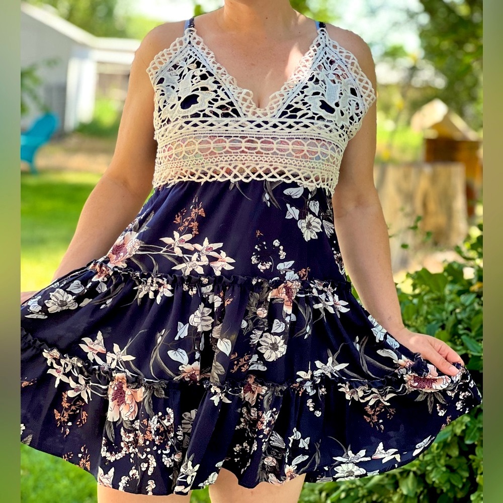 Floral Print Tie Back Cami Dress